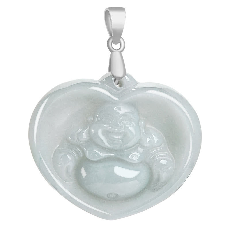 KarmaRipple's 925 Sterling Silver Laughing Buddha Ivory Jade Fortune Blessing Pendant Necklace p10
