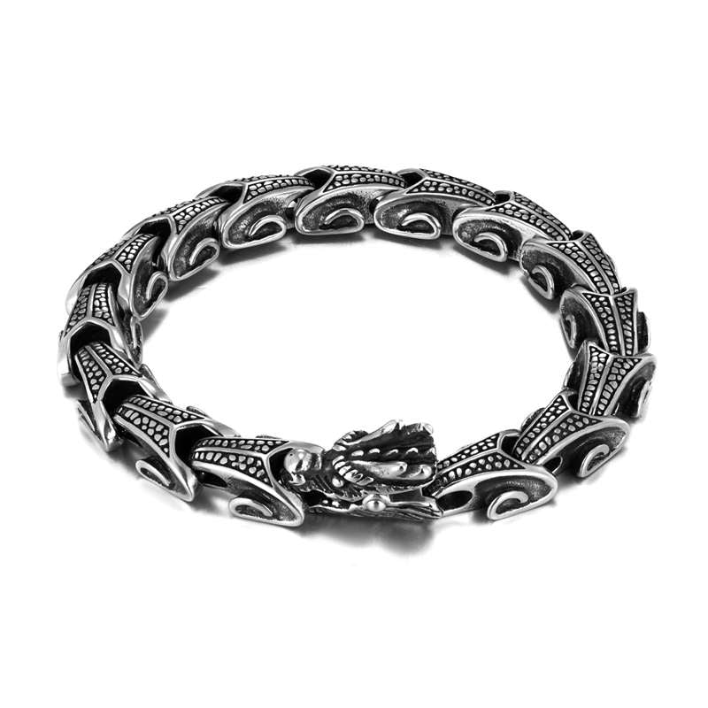 KarmaRipple's Dragon Titanium Steel Fortune Bracelet Bangle p1