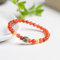 KarmaRipple's 925 Sterling Silver Chinese Zodiac Natal Buddha Amulet Red Agate Amber Self-acceptance Bracelet