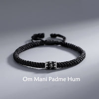 KarmaRipple's 925 Sterling Silver Om Mani Padme Hum Peace Woven Bracelet