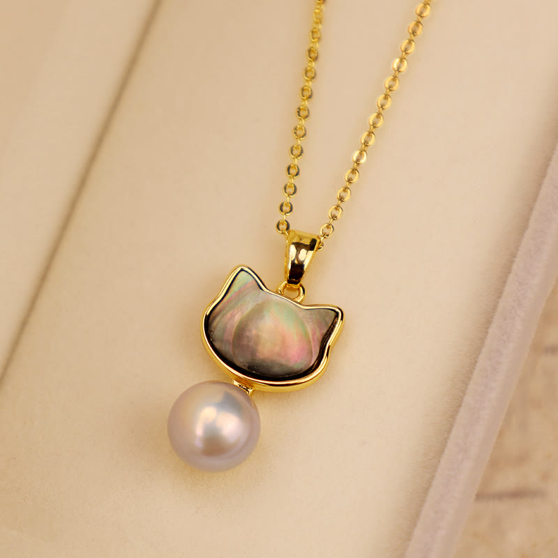 KarmaRipple's Authentic Pearl Bronze Cat Balancing Pendant Necklace Earrings p8