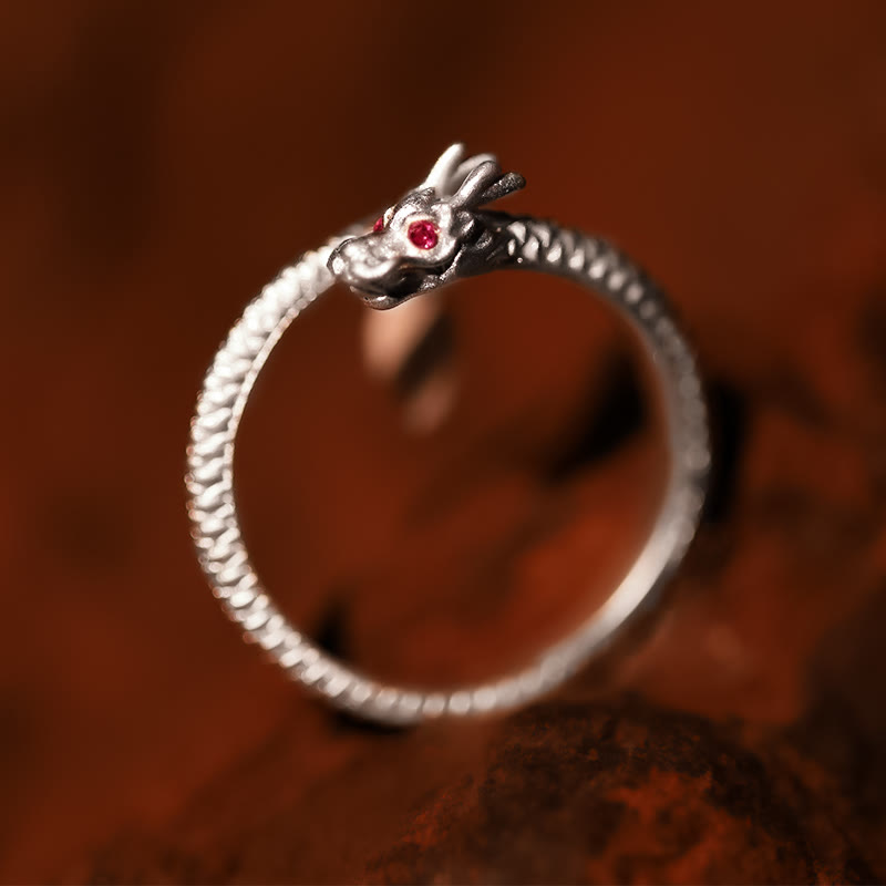 KarmaRipple's 925 Sterling Silver Vintage Year of the Dragon Fortune Protection Strength Adjustable Ring p13