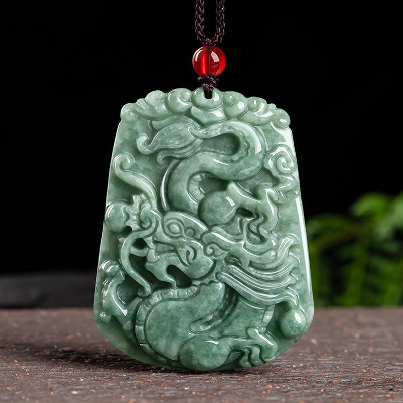 KarmaRipple's Chinese Zodiac Dragon Jade Strength Pendant String Necklace p11