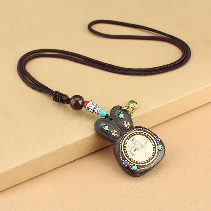 KarmaRipple's Tibet Ebony Five God of Wealth Thangka Pendant Necklace p5