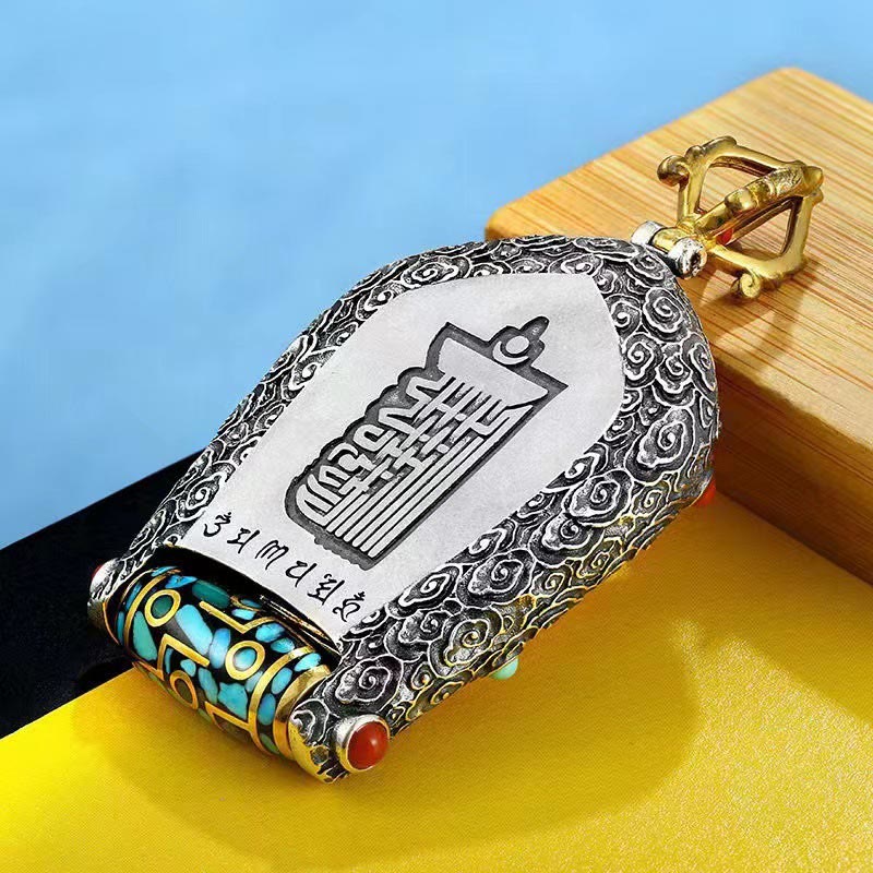 KarmaRipple's Tibet Chinese Zodiac Natal Buddha Thangka Prosperity Rotatable Dzi Bead Pendant Necklace p12