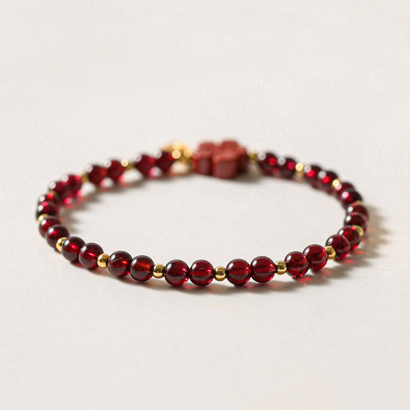 KarmaRipple's 14K Gold Authentic Garnet Cinnabar Flower Calm Bracelet p4