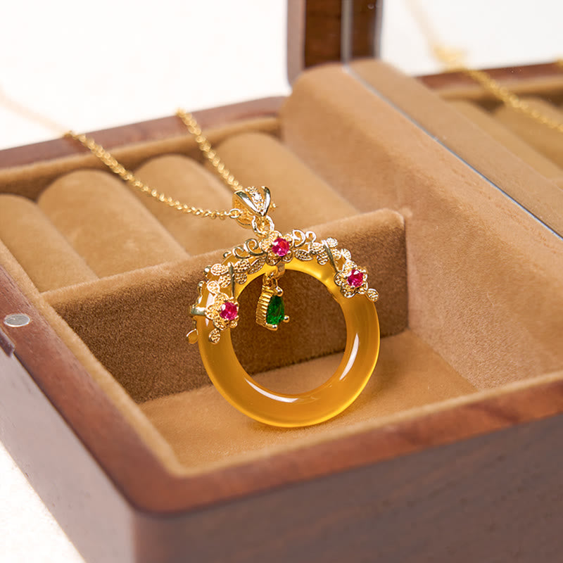 KarmaRipple's Green Chalcedony Peace Buckle Design Strength Pendant Necklace p33