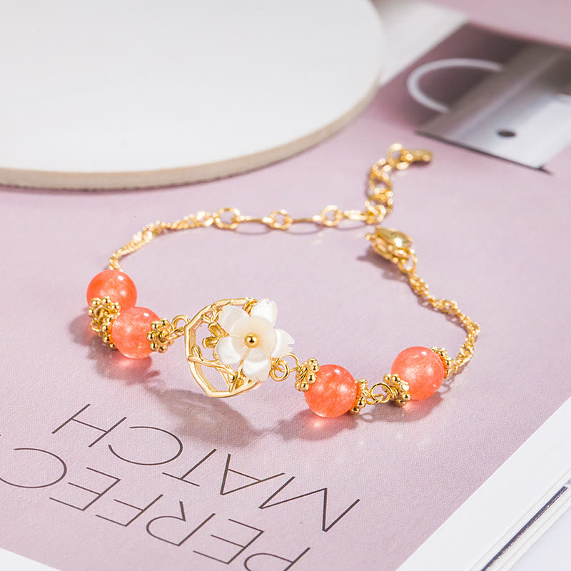 KarmaRipple's Red Agate Tridacna Stone Flower Confidence Bracelet p4