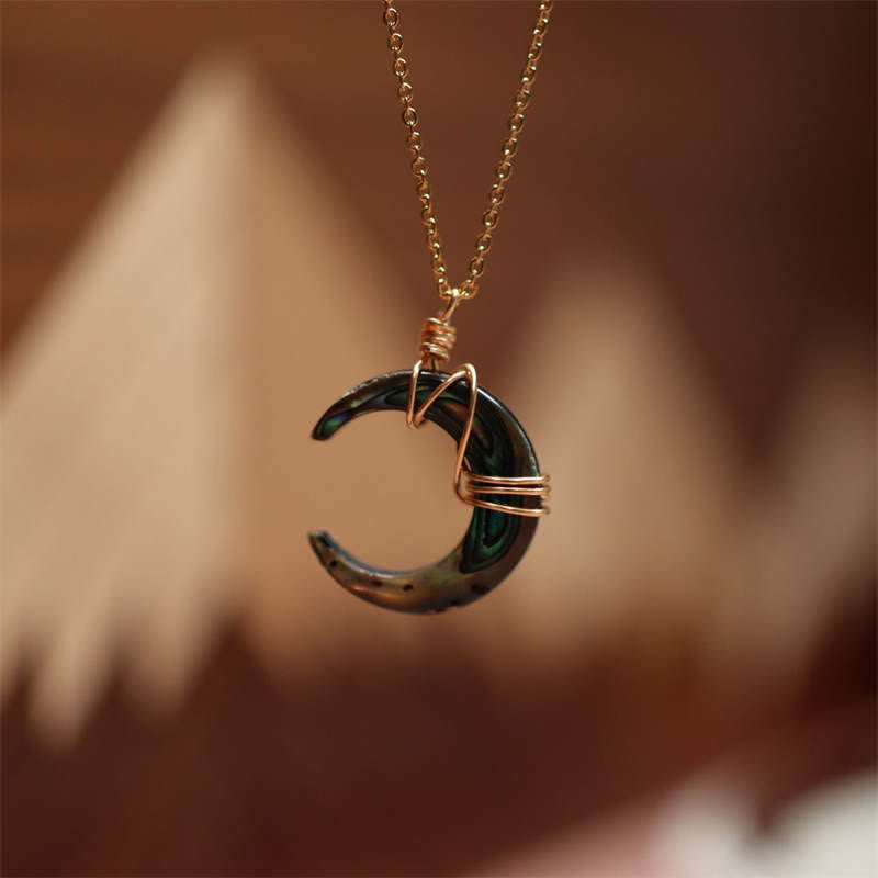 KarmaRipple's Authentic Tridacna Stone Crescent Moon Blessing Pendant Necklace p15