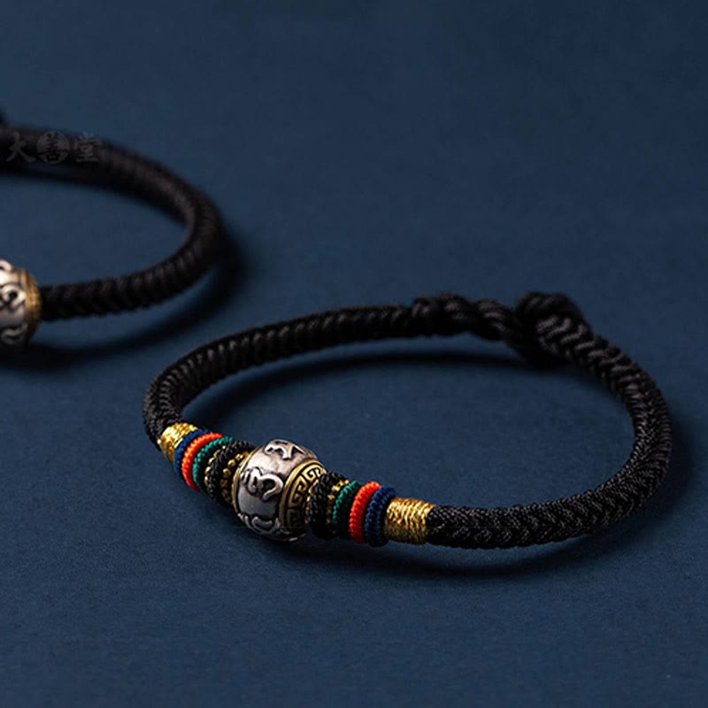 KarmaRipple's 925 Sterling Silver Tibet Handmade Om Mani Padme Hum Fortune Protection King Kong Weave Woven Bracelet p19