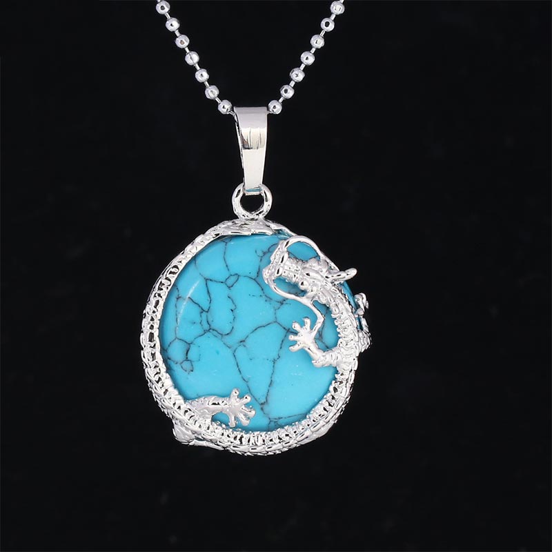 KarmaRipple's Chinese Dragon Authentic Quartz Gemstone Balancing Energy Pendant Necklace p49