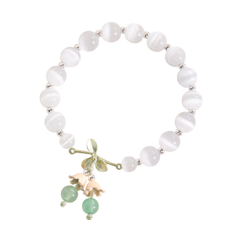 KarmaRipple's Cat's Eye Green Aventurine Blue Chalcedony Pink Gemstone Peace Orchid Talisman Bracelet p4