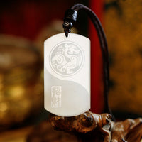 KarmaRipple's Ivory Jade PiXiu Yin Yang Fortune Protection Pendant Necklace
