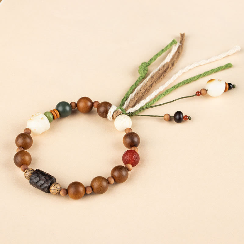 KarmaRipple's Lightning Strike Wood Bodhi Seed Cat Paw Claw Auspiciousness Protection Tassel Bracelet p8