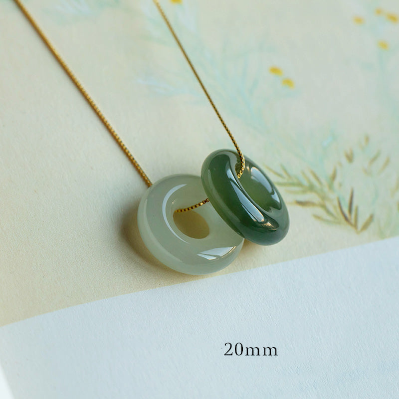 KarmaRipple's Authentic Round Jade Peace Buckle Fortune Abundance Pendant Necklace p12