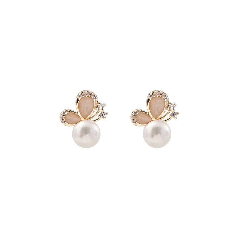 KarmaRipple's 18K Gold Pearl Butterfly Love Freedom Stud Earrings p11