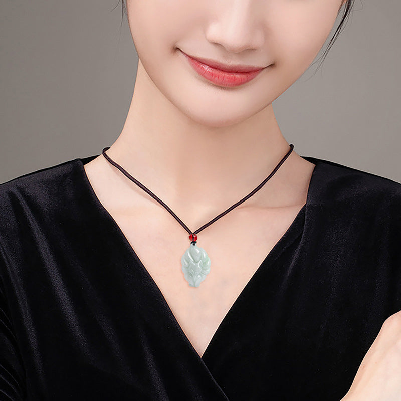 KarmaRipple's Authentic Jade Nine Tailed Fox Fortune Prosperity Pendant Necklace p3