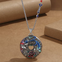 KarmaRipple's Phoenix Peony Flower Fortune Protection Pendant Necklace