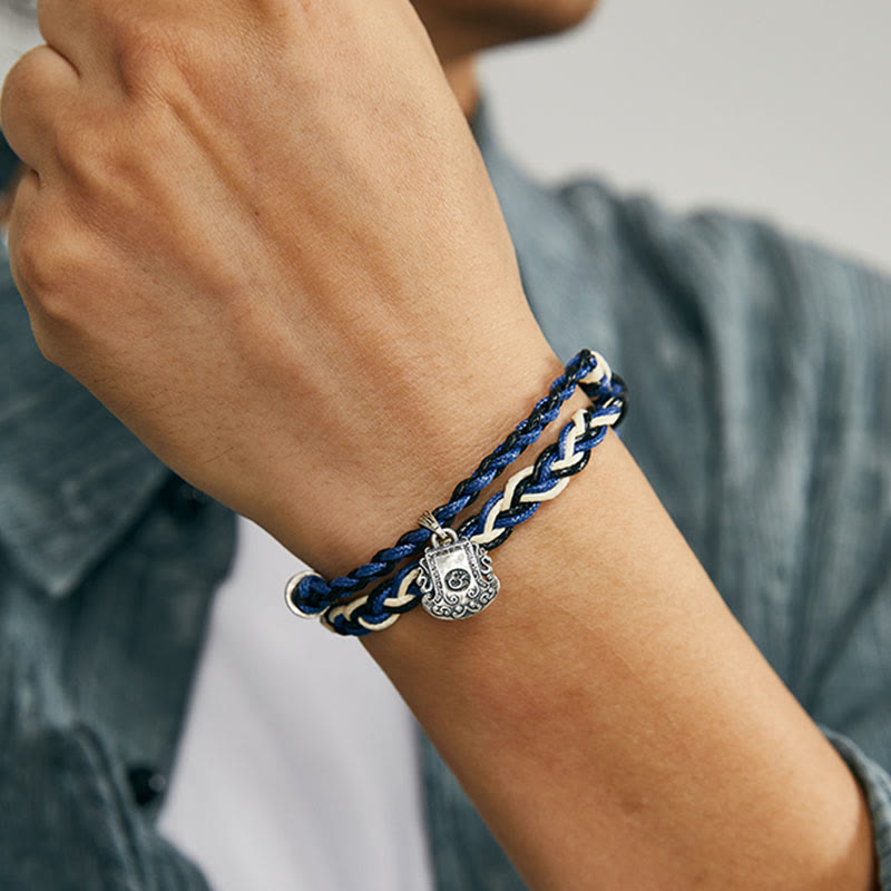 KarmaRipple's 925 Sterling Silver Om Mani Padme Hum Swastika Handmade Protection Bracelet p5