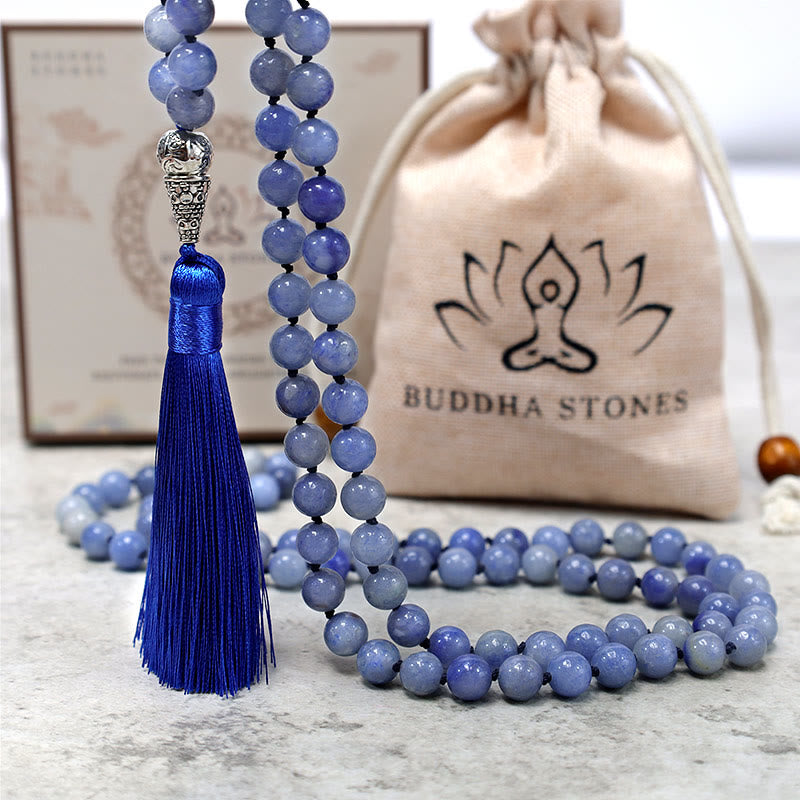 KarmaRipple's 108 Mala Blue Aventurine Beadwork Yoga Meditation Prayer Beadwork Pendant p6