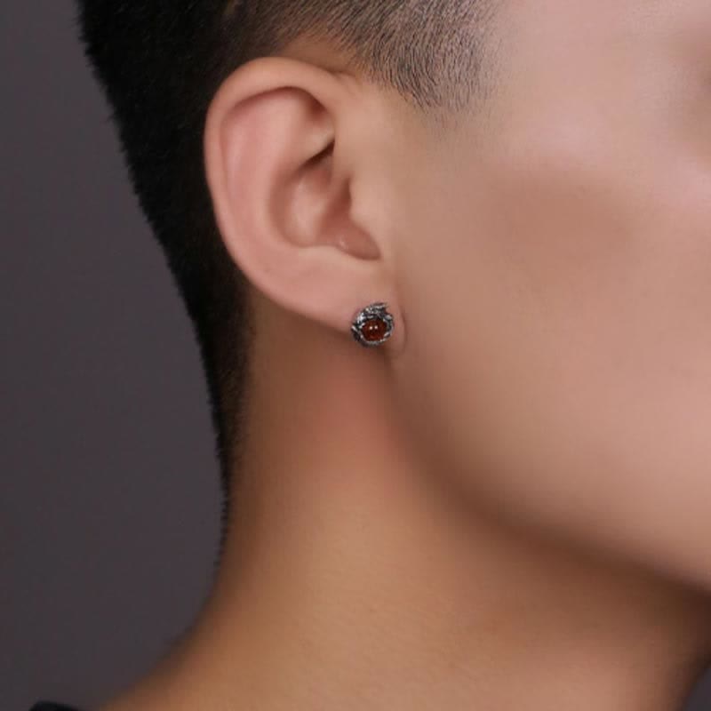 KarmaRipple's 925 Sterling Silver Authentic Amber Dragon Success Protection Stud Earring p4