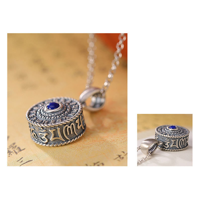 KarmaRipple's 925 Sterling Silver Om Mani Padme Hum Lazurite Love Peace Pendant Necklace p7