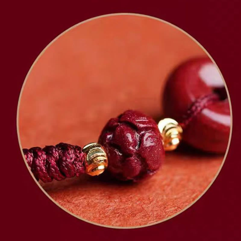 KarmaRipple's Handmade Cinnabar Peace Buckle Lotus Calm Blessing Woven Rope Bracelet p13