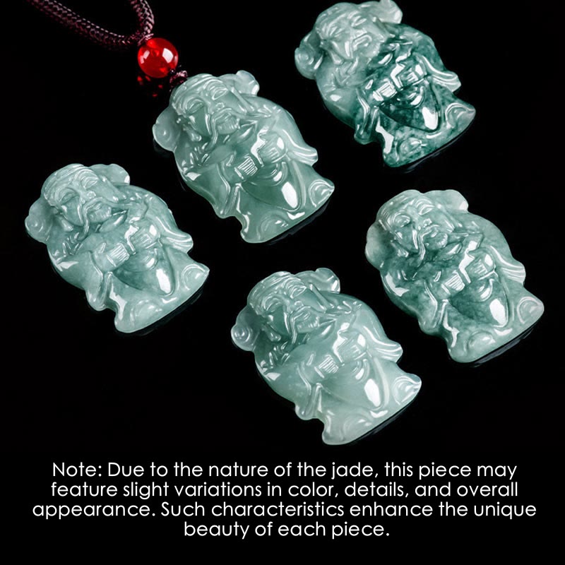 KarmaRipple's Authentic Green Jade Chinese God of Wealth Caishen Ingot Abundance Pendant Necklace p5