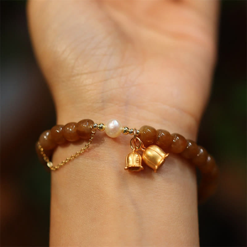 KarmaRipple's 925 Sterling Silver Authentic Hetian Jade Lily Of The Valley Talisman Bracelet p5