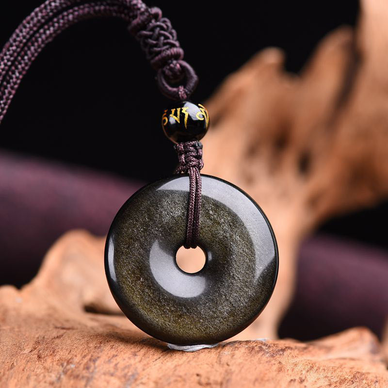 KarmaRipple's Tibetan Obsidian Protection Pendant p3