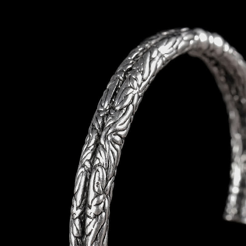 KarmaRipple's Flower Dragon Pattern Engraved Balance Cuff Bracelet Bangle p4