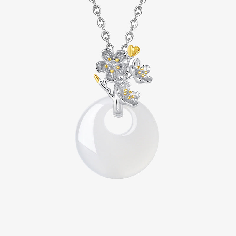 KarmaRipple's 925 Sterling Silver Round Chalcedony Twelve Months Flower Balance Pendant Necklace p32