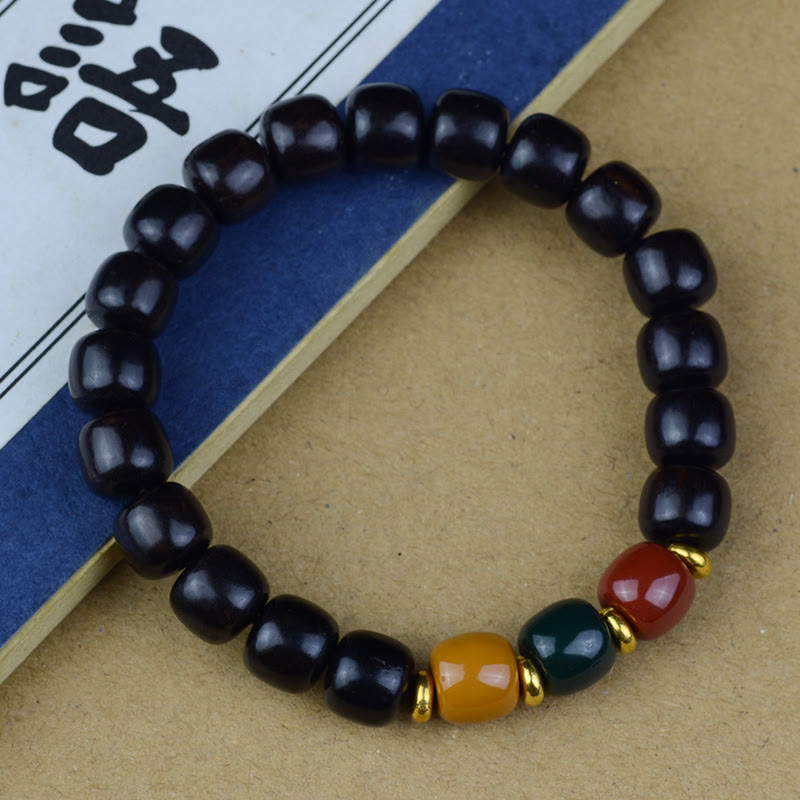 KarmaRipple's Multicolored Green Sandalwood Ebony Wood Red Sandalwood Peace Bracelet p3