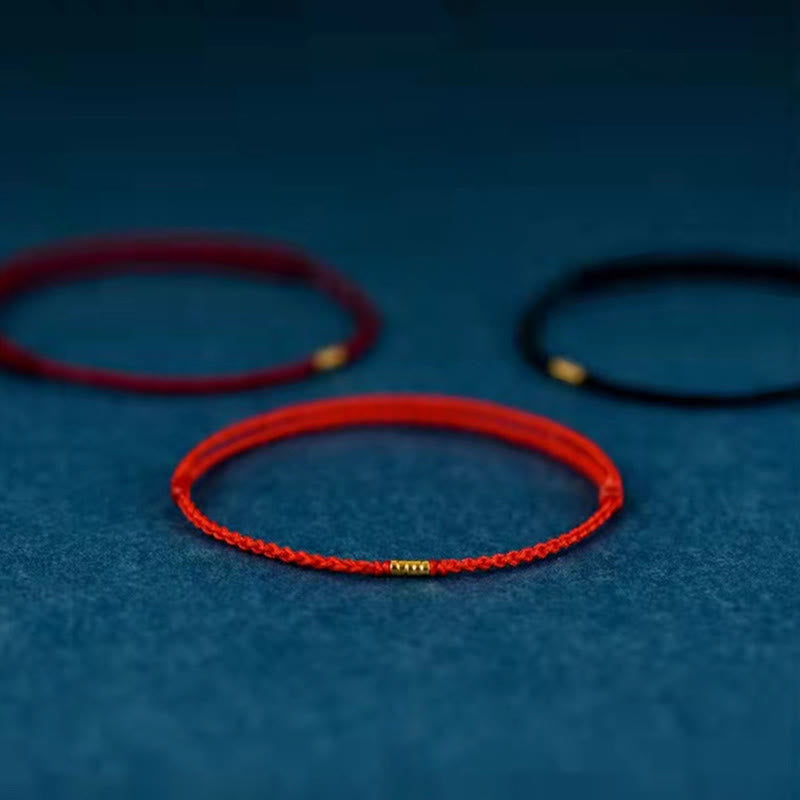 KarmaRipple's 925 Sterling Silver Fortunate Golden Bead Woven String Bracelet Anklet p14