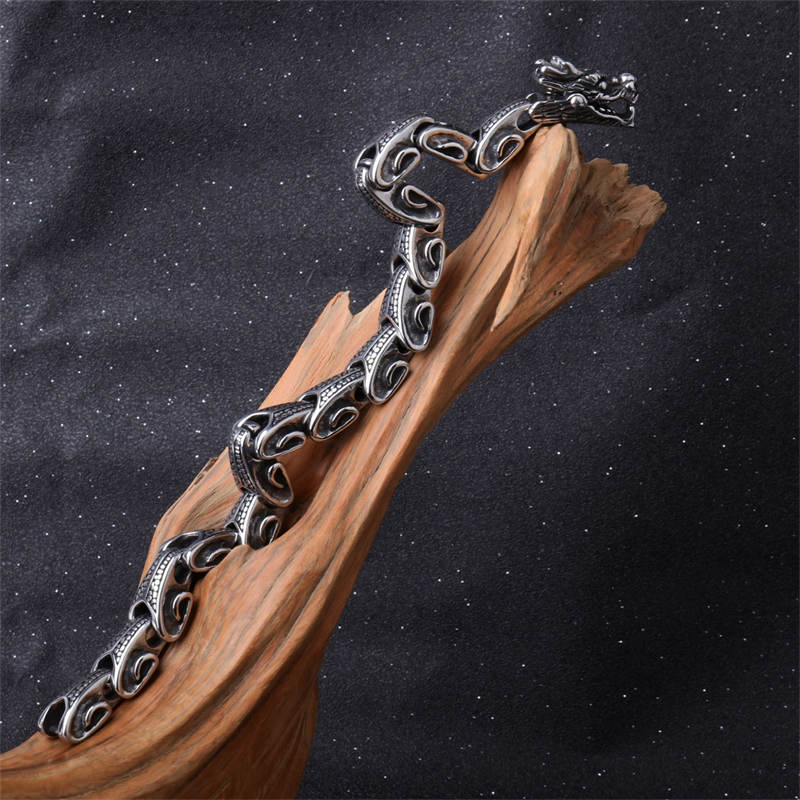 KarmaRipple's Dragon Titanium Steel Fortune Bracelet Bangle p5