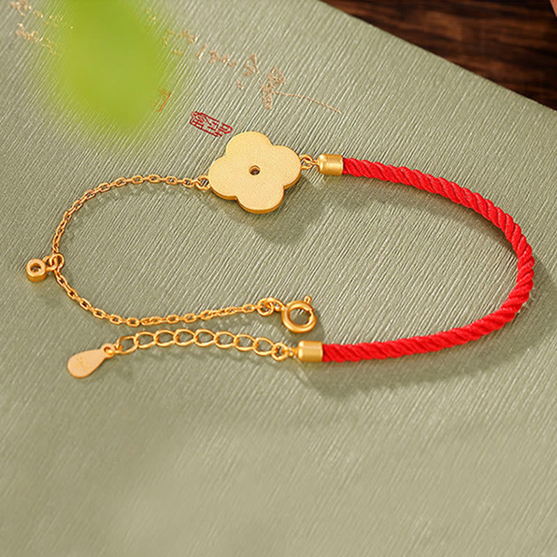 KarmaRipple's 925 Sterling Silver Plated Gold Four Leaf Clover Zircon Fortune Bracelet p5