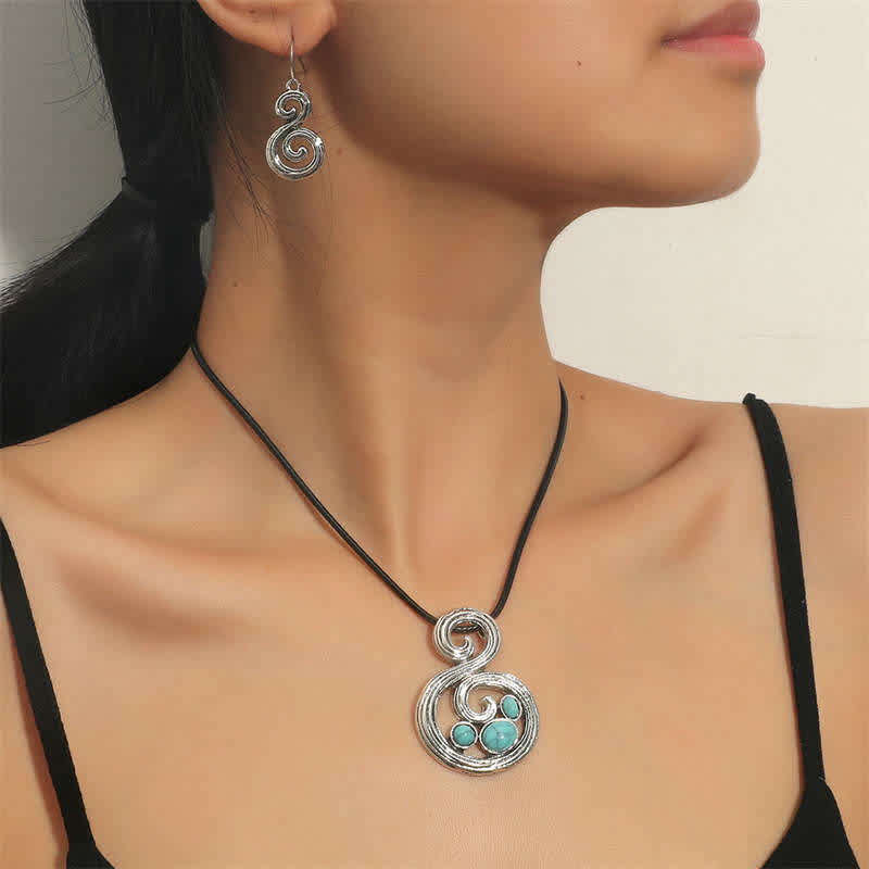 KarmaRipple's Tibetan Turquoise Protection Strength Carving Pendant Necklace ( p7