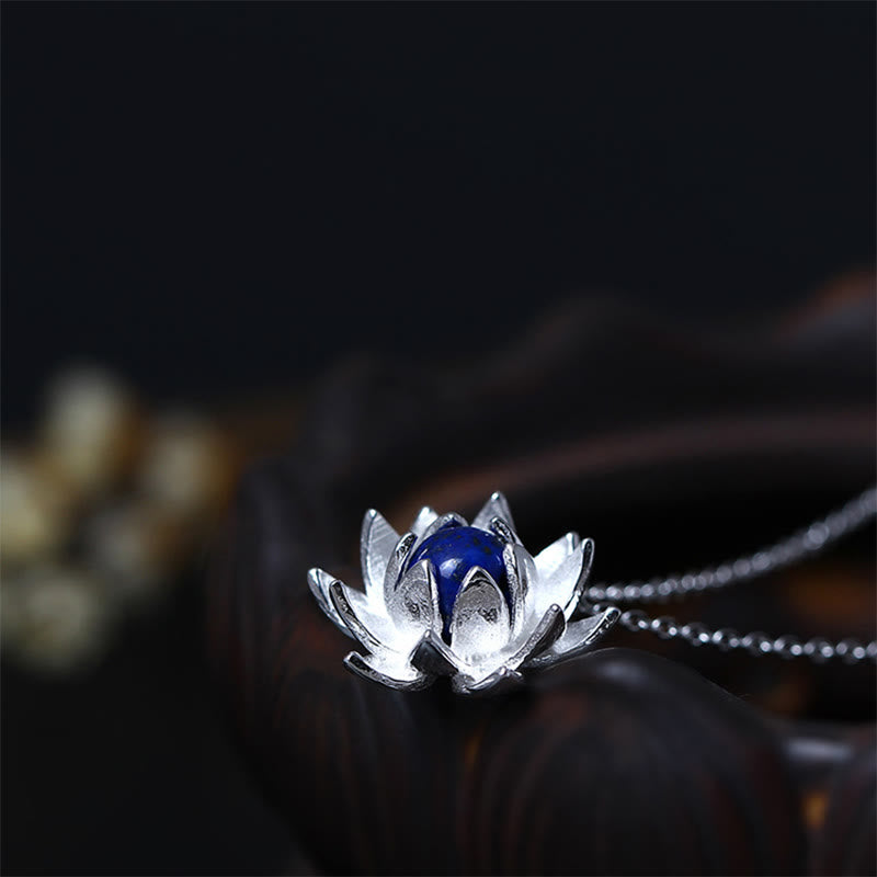 KarmaRipple's 925 Sterling Silver Lazurite Lotus Flower Self Care Pendant Necklace p4