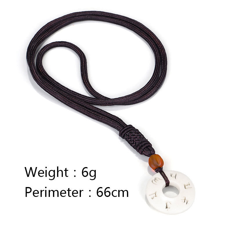 KarmaRipple's Ivory Fruit Om Mani Padme Hum Engraved Protection Pendant Necklace p9