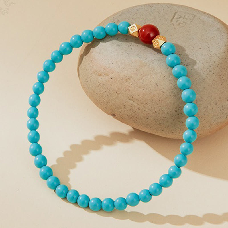 KarmaRipple's Turquoise Red Agate Beaded Protection Bracelet p2
