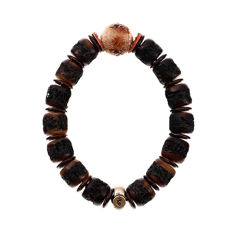 KarmaRipple's 925 Sterling Silver Chinese Zodiac Natal Buddha Handmade Tibet Yak Bone Strength Bracelet p20