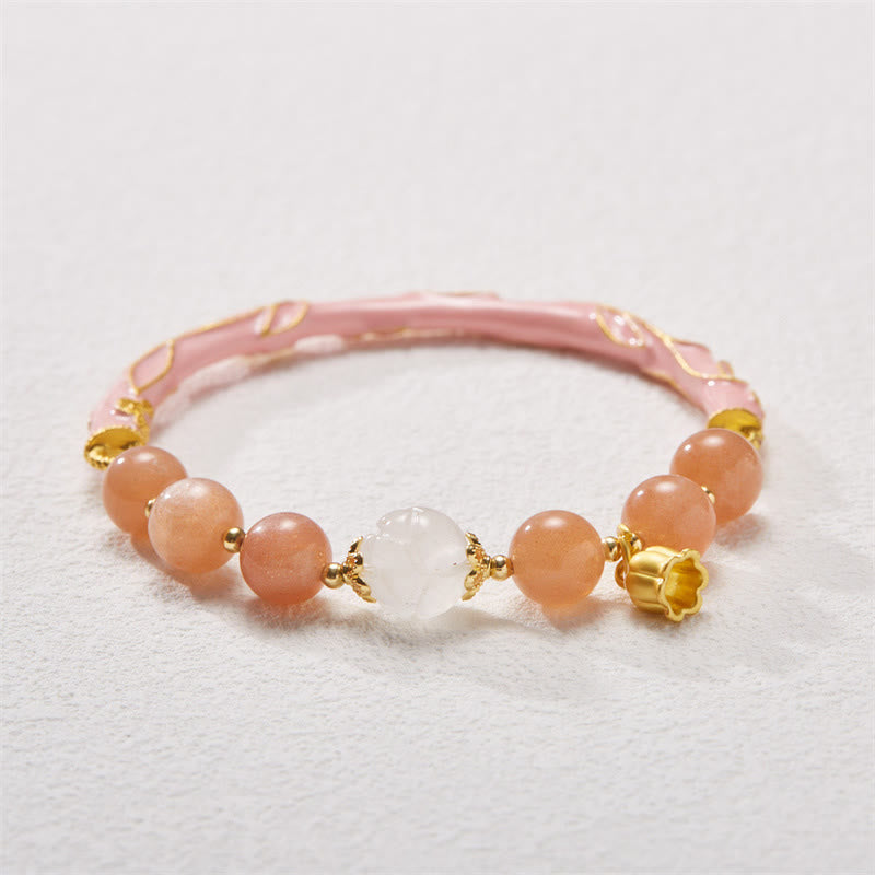 KarmaRipple's Sun Stone Golden Silk Jade Lily of the Valley Talisman Positive Bracelet Bangle p4