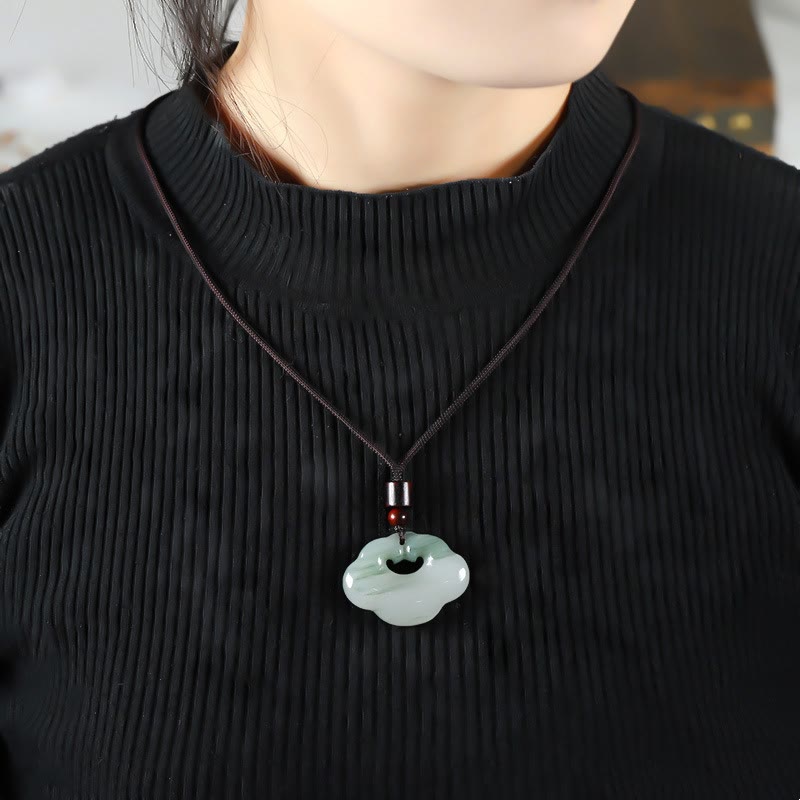 KarmaRipple's Tianshan Jade Golden Silk Jade Chinese Lock Talisman Abundance Pendant Necklace p9