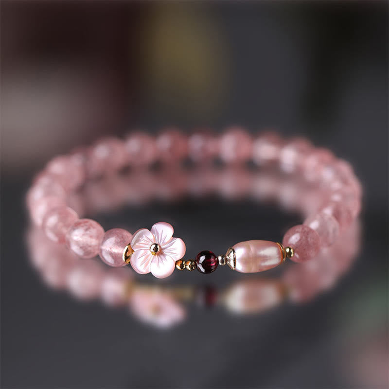 KarmaRipple's Strawberry Quartz Peach Blossom Love Bracelet p1