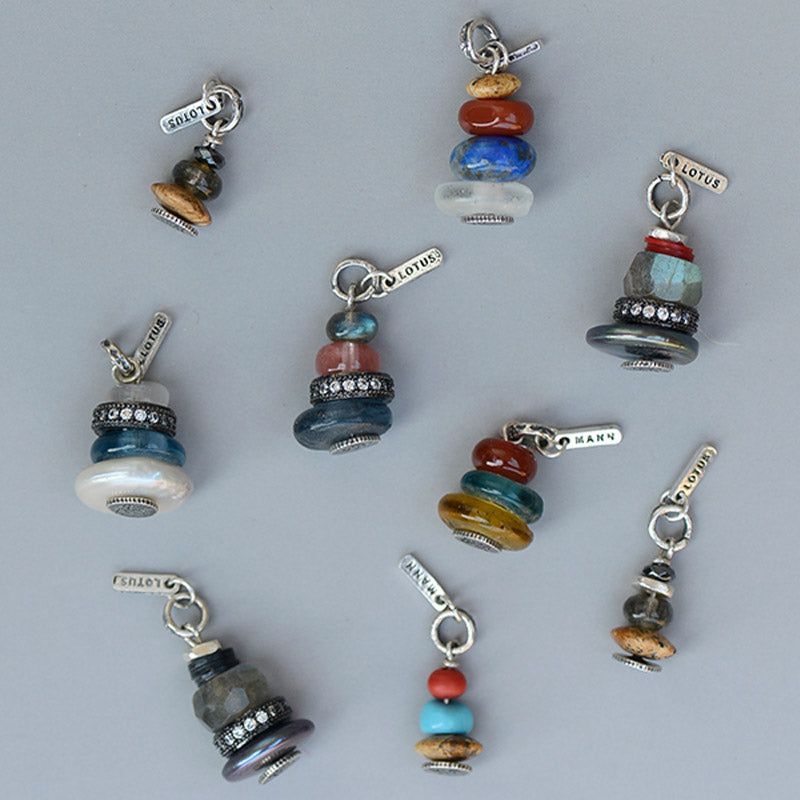 KarmaRipple's Zen Cairn Labradorite Various Crystals Calm Necklace Pendant p22