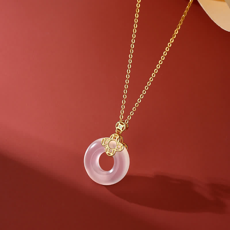 KarmaRipple's 925 Sterling Silver Chalcedony Coin Peace Buckle Positive Pendant Necklace p5