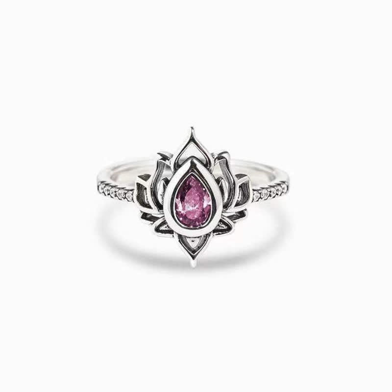 KarmaRipple's Sterling Silver Lotus Zircon Blessing Protection Ring p5