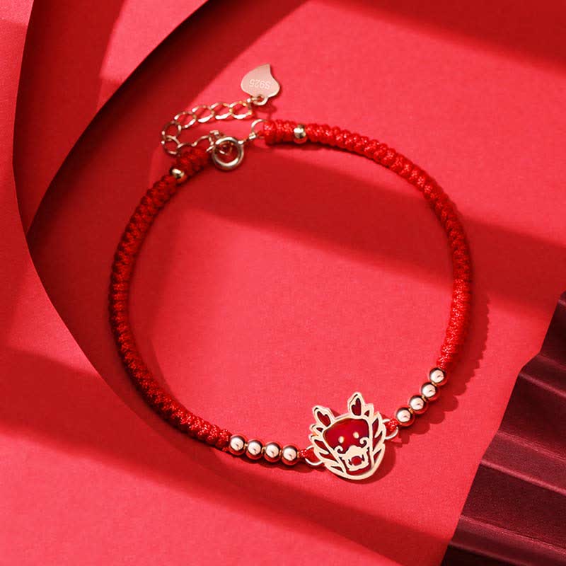 KarmaRipple's 925 Sterling Silver Chinese Zodiac Fortune Faith Discolor Red String Bracelet p5