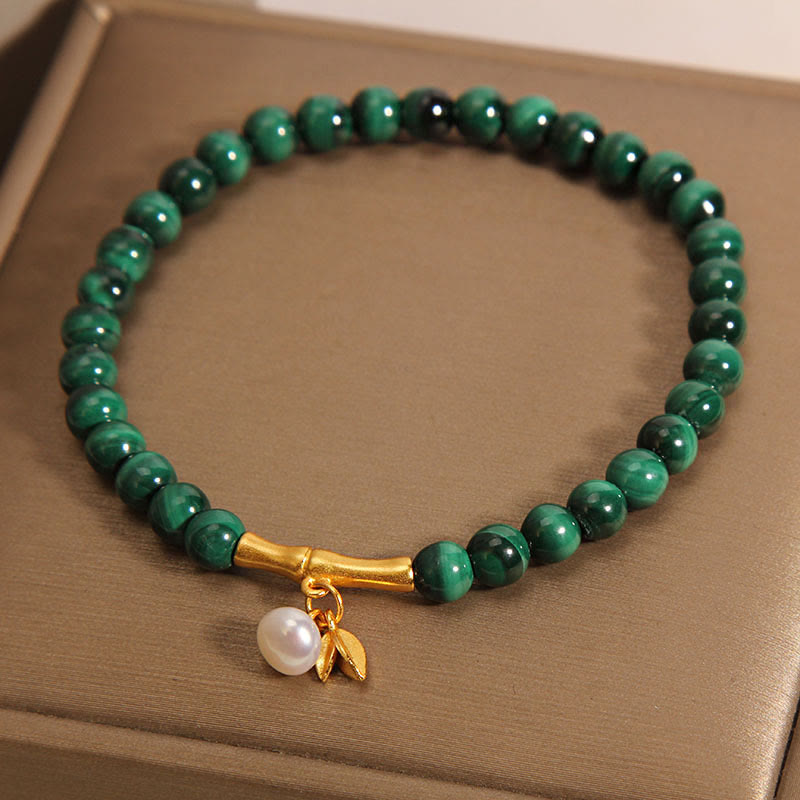 KarmaRipple's Authentic Malachite Pearl Fortunate Bamboo Anti-Anxiety Bracelet p3