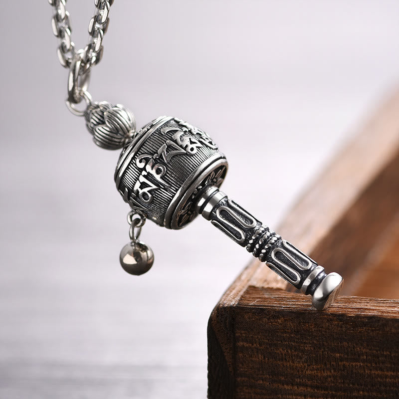 KarmaRipple's Tibetan Om Mani Padme Hum Prayer Wheel Lotus Wisdom Rotatable Pendant Necklace p2